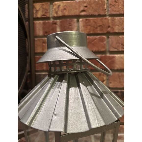 Two Silver Glass‎ with Door 13" Wedding  Decor Candle Holders Lanterns - Picture 3 of 6